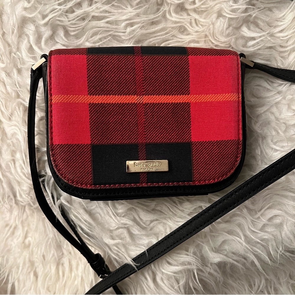 kate spade Red and Black Plaid Crossbody Bag